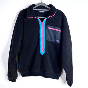 Patagonia 3/4 Zip‎ Black Teal Pink Pullover Long Sleeve Size 12